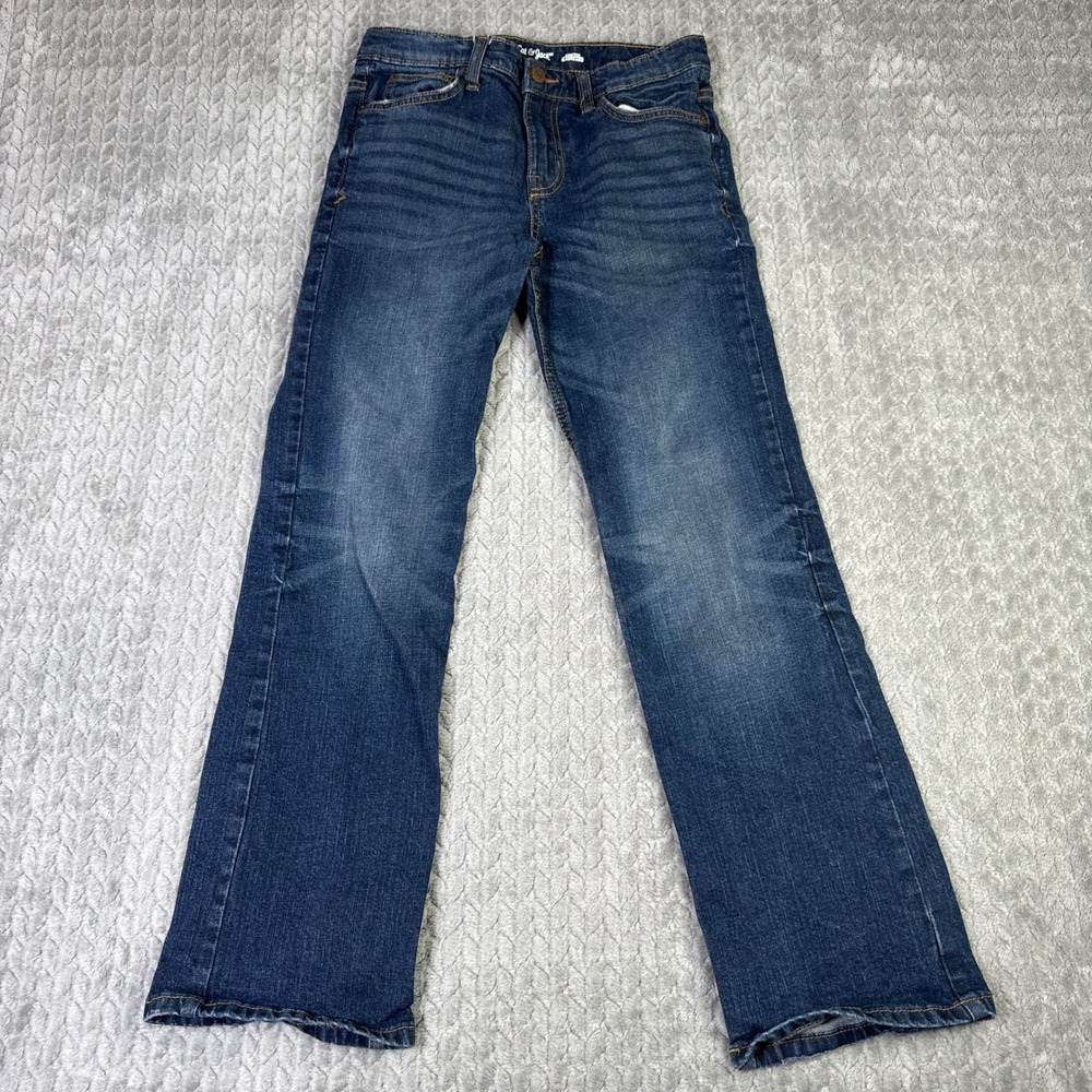 Cat & Jack Boys Size 14 Bootcut Jeans Dark Wash Stretch Denim Adjustable Waist - Picture 1 of 13